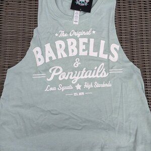 Barbells And Ponytails "THe Original" Racer Crop Tank Top Sz S NEW
